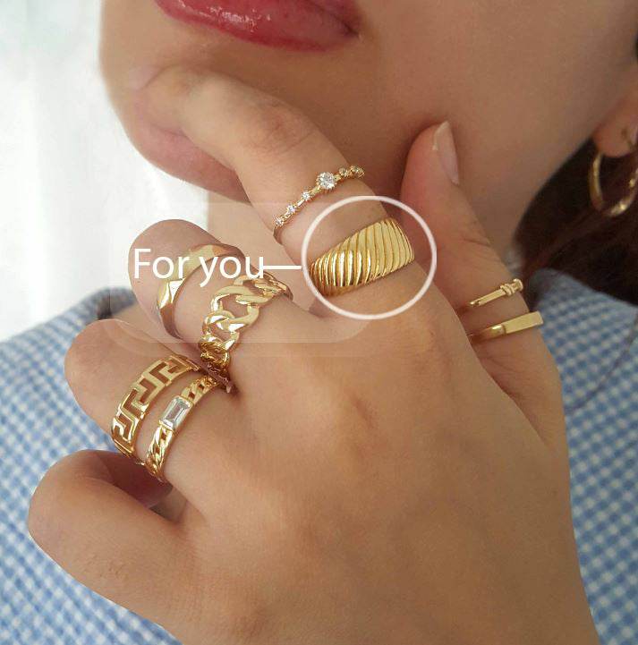 Croissant Gold Ring - 10k,14k,18k - TurkishBling