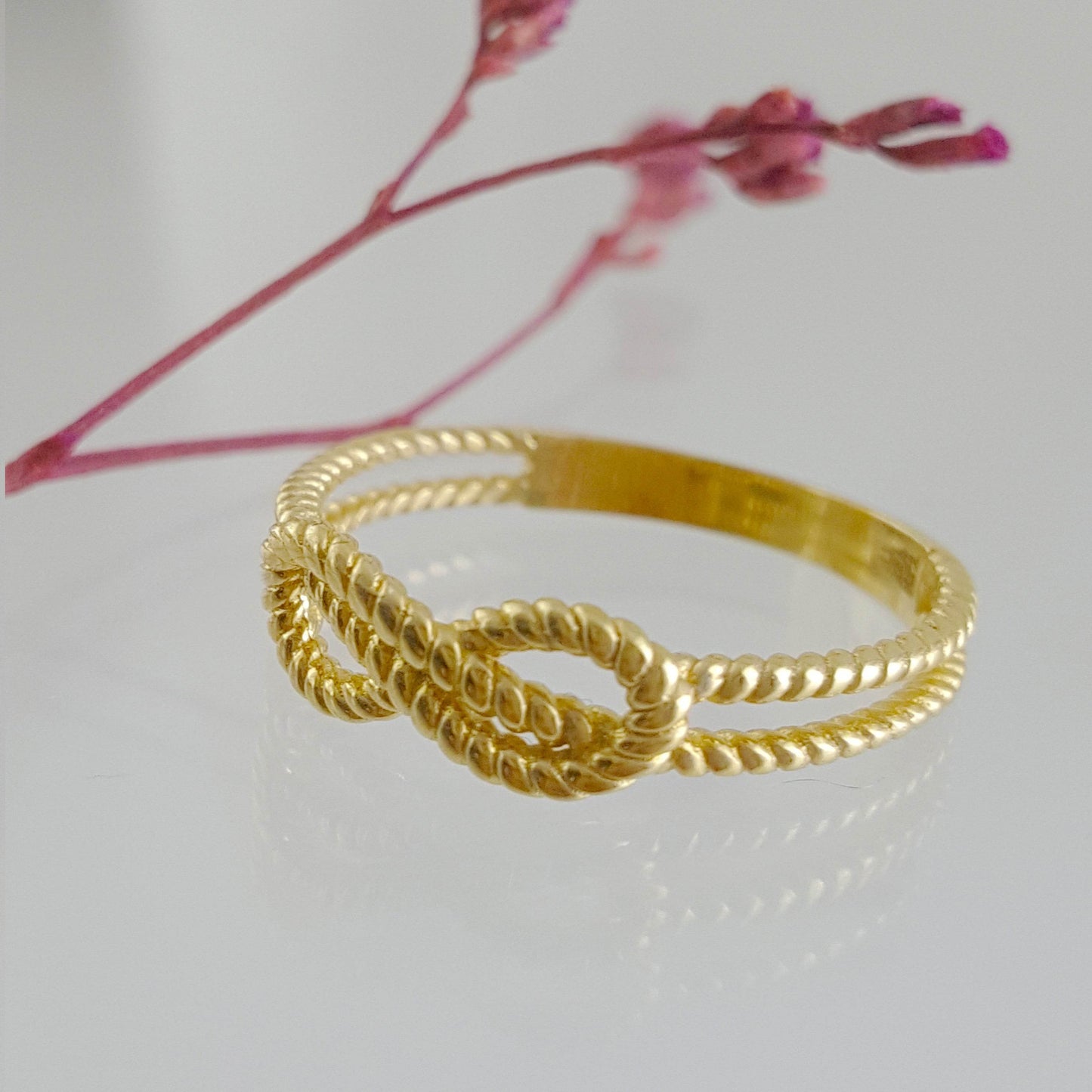 Gold Minimalist Cable Knot Ring - 18k, 14k, 10k - TurkishBling