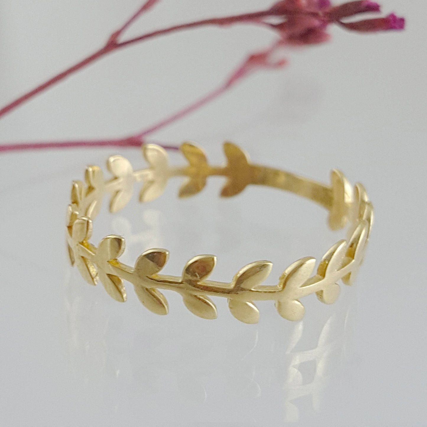 Leaf Gold Ring - 10k,14k,18k - TurkishBling