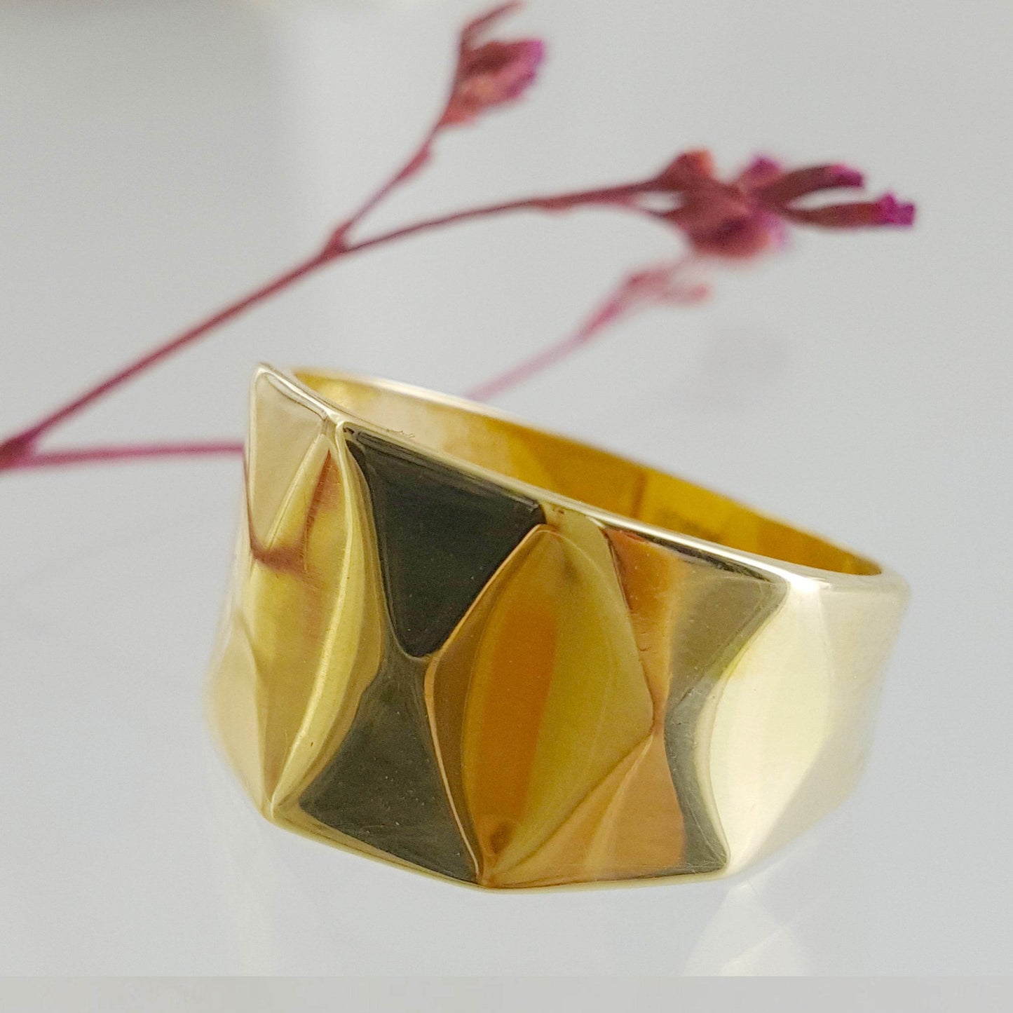 Gold Facetted High Polish Ring - 18k, 14k, 10k - TurkishBling