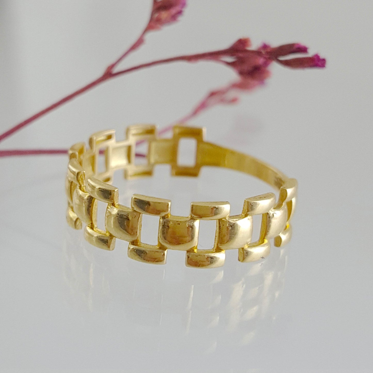 Panther Link Gold Ring - 18k, 14k, 10k - TurkishBling