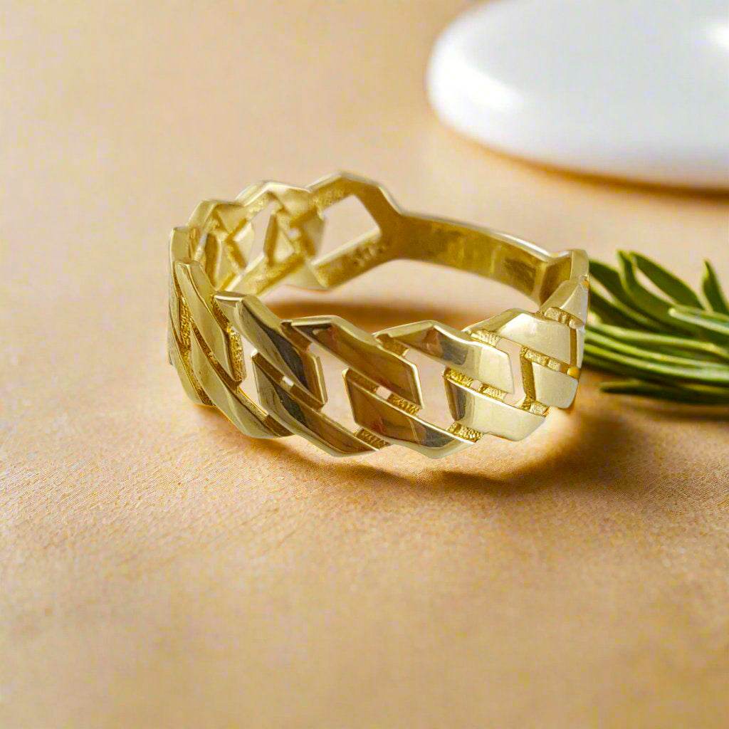 Cuban Chain Link Gold Ring - 18k, 14k, 10k - TurkishBling