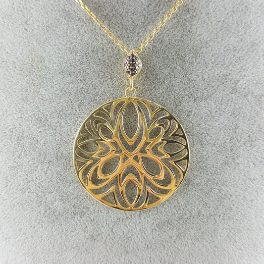 Openwork Medallion Pendant with Black Spinels
