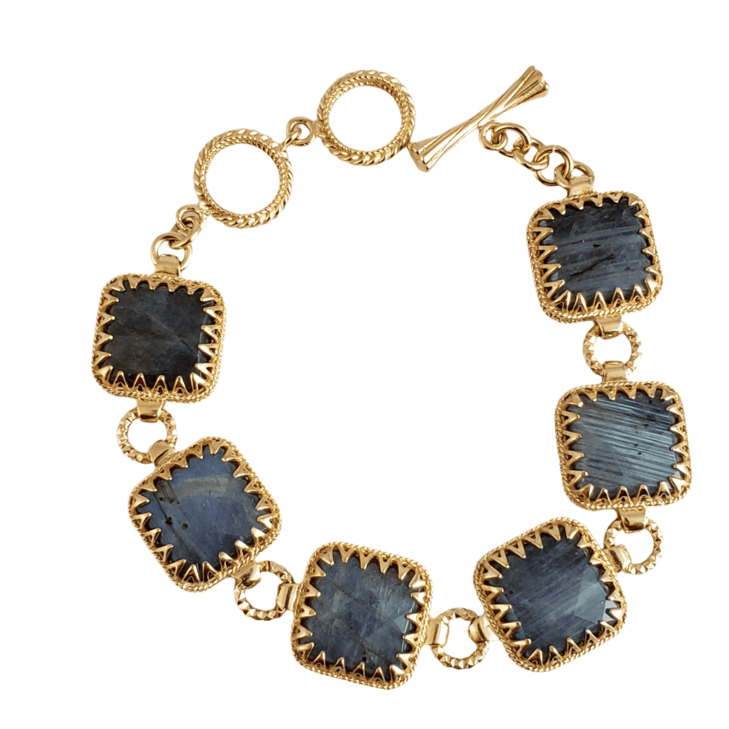 Reversible Labradorite Gemstone Bracelet with Lace Bezel - TurkishBling