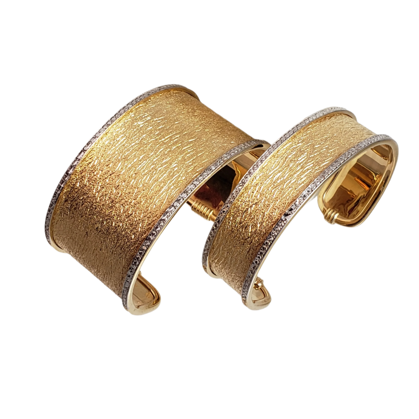Textured Gold Cuff Bangle with Diamond Cut Sparkle