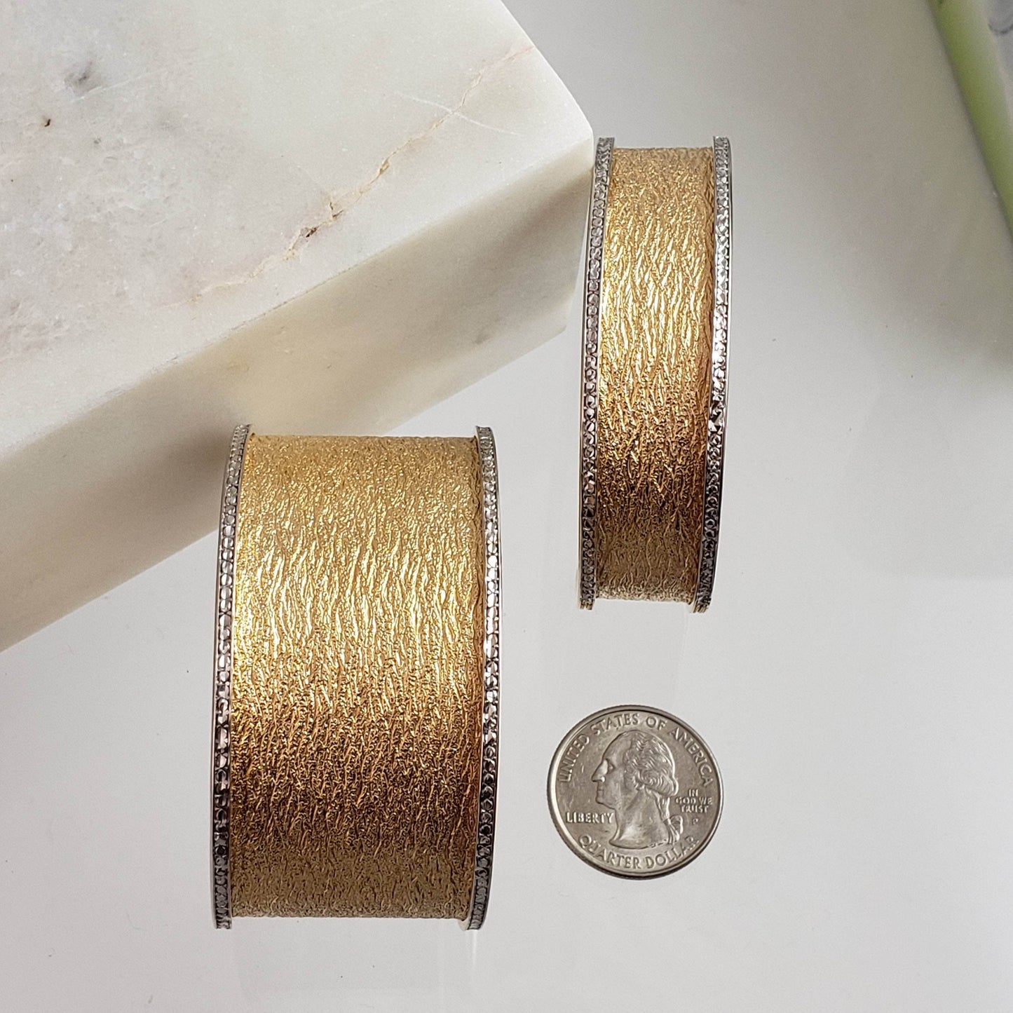Textured Cuff Bracelet with Diamond-Cut Sparkle - Wide Cuff Bangle - TurkishBling
