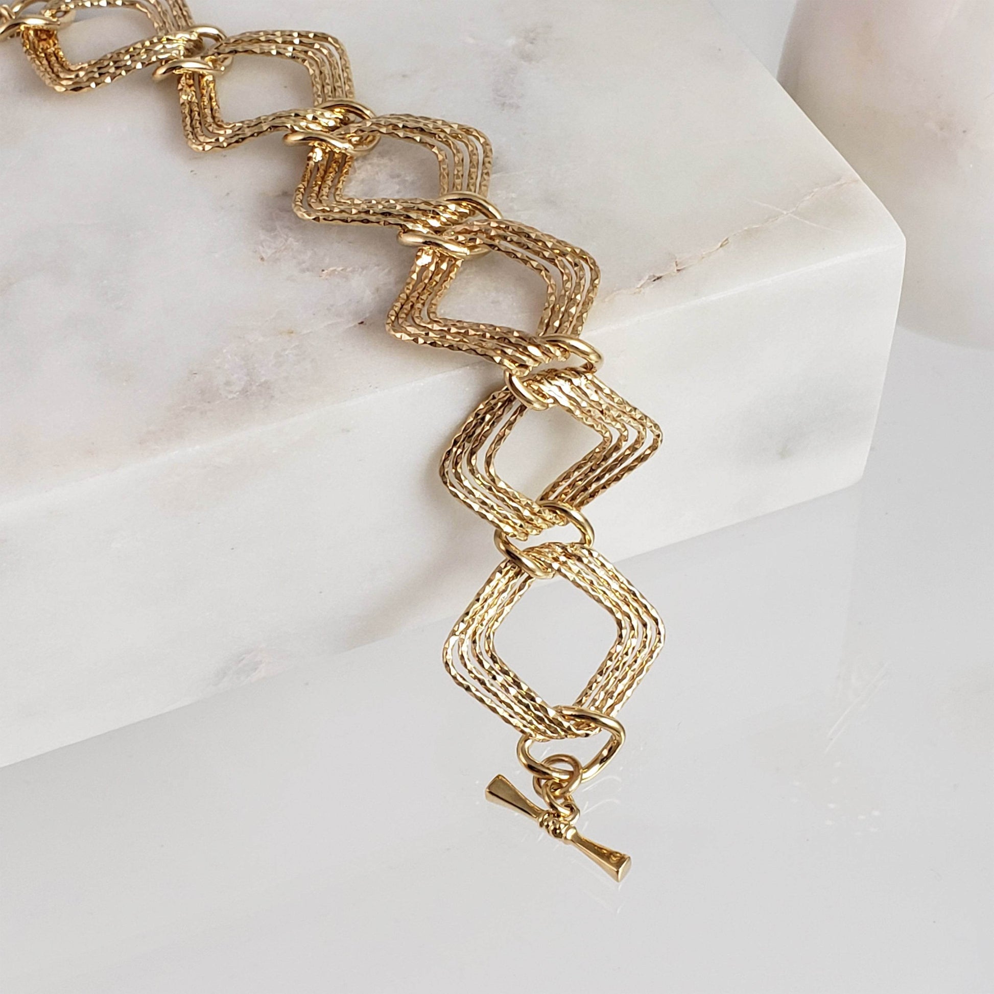 Diamond Link Bracelet with Toggle clasp - TurkishBling