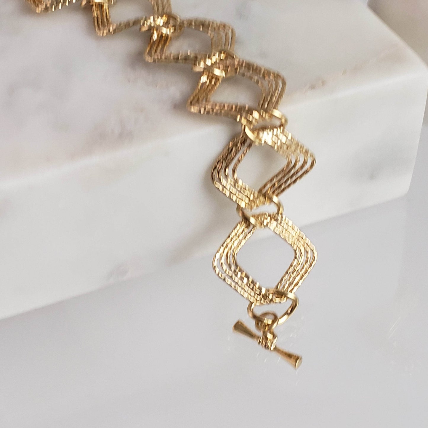Diamond Link Bracelet with Toggle clasp - TurkishBling