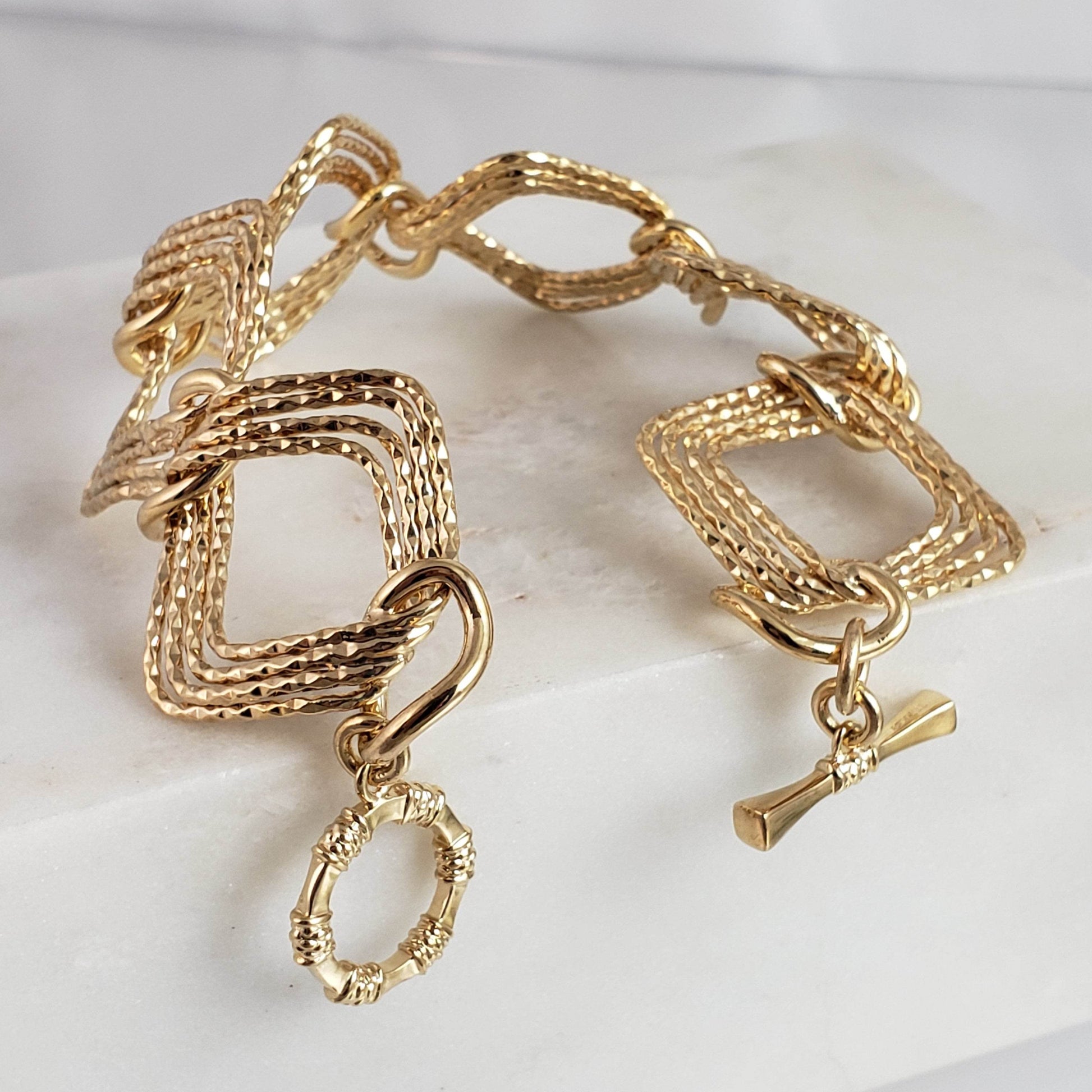 Diamond Link Bracelet with Toggle clasp - TurkishBling