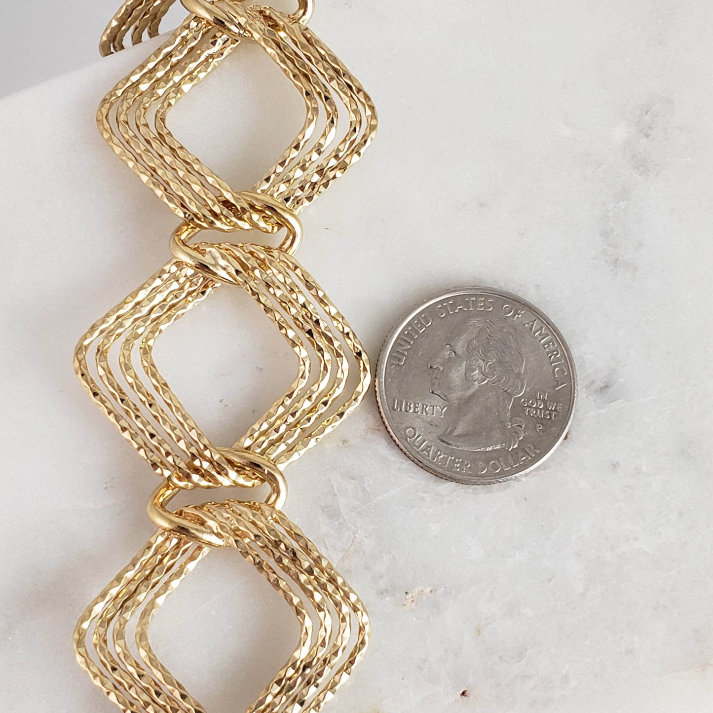 Diamond Link Bracelet with Toggle clasp - TurkishBling