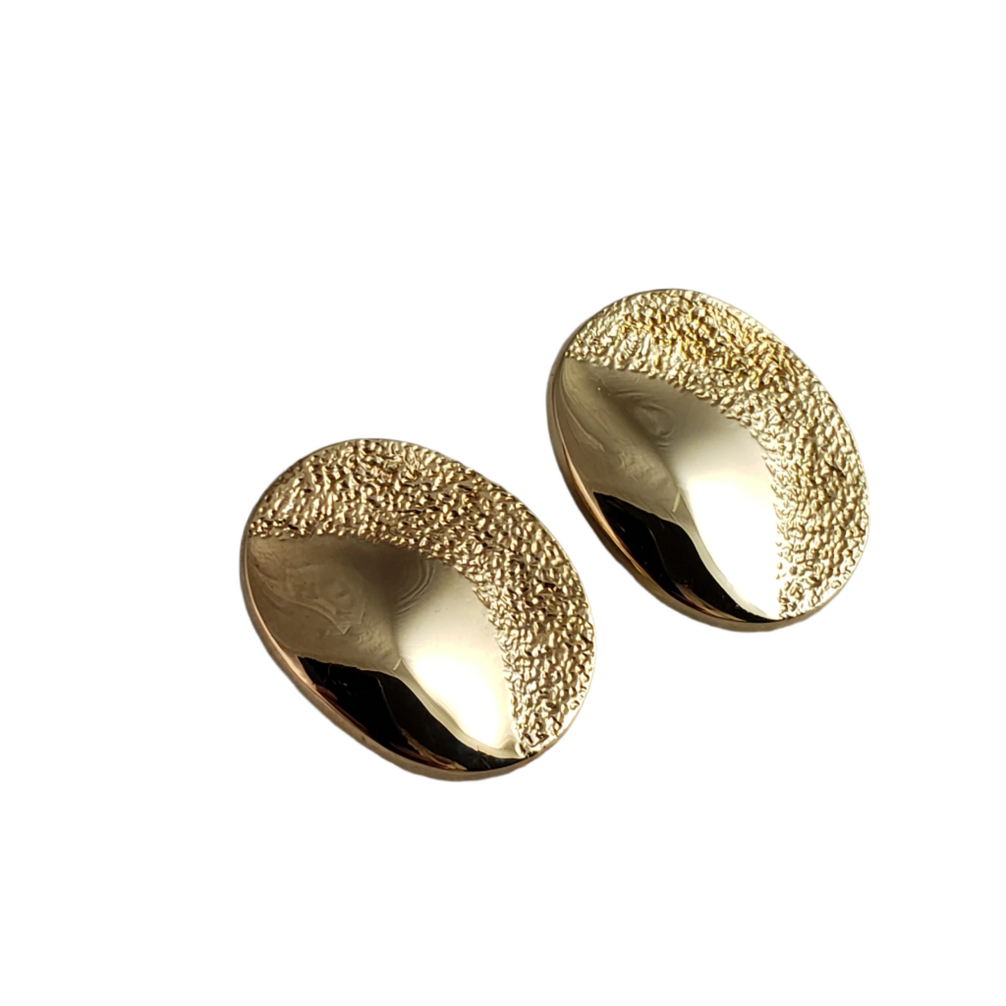 Oval Textured Gold Stud Earrings