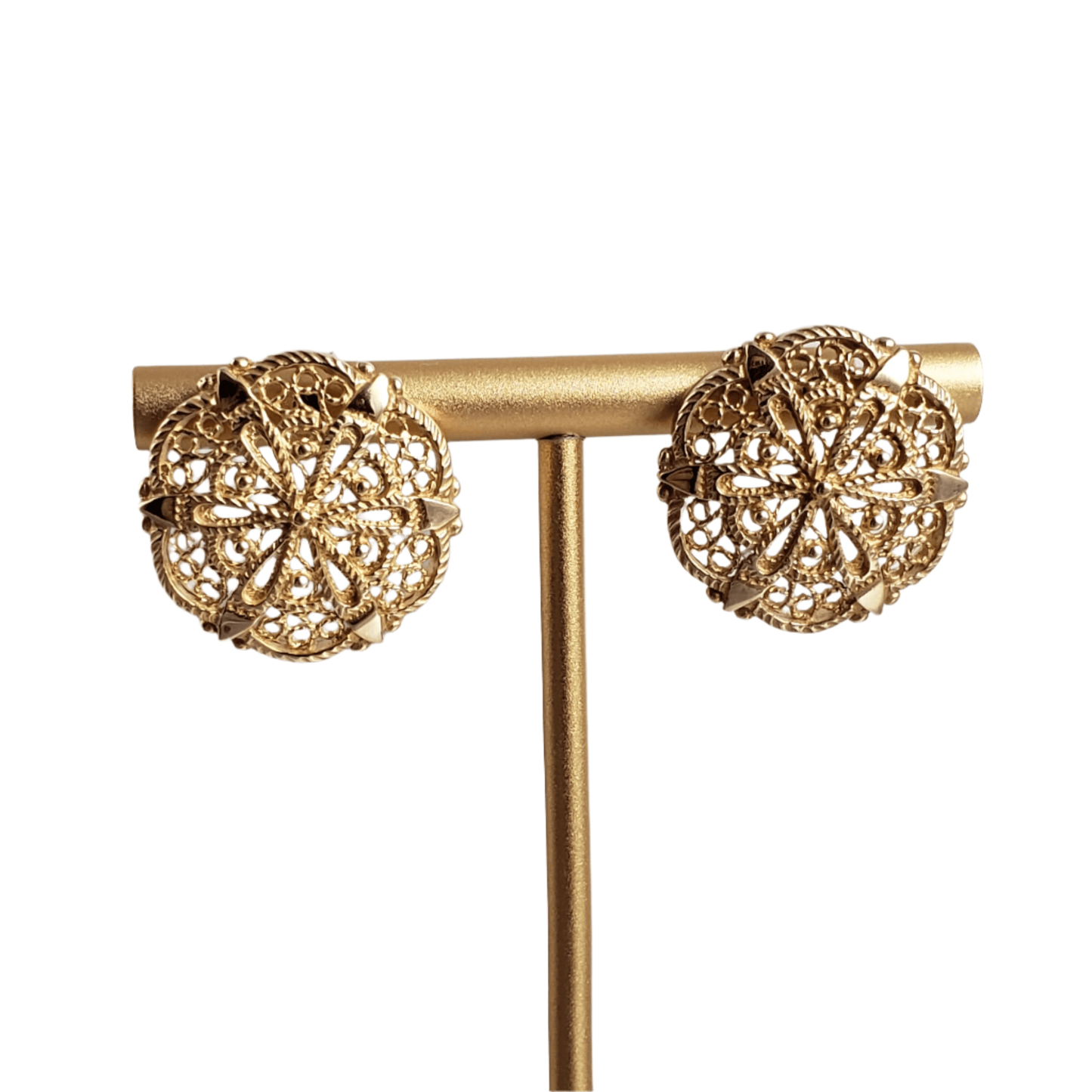 Filigree Sunburst Statement Stud Earrings - TurkishBling