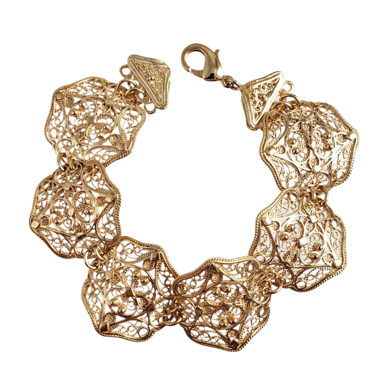 Filigree Panel Bracelet with Floral Scrollwork