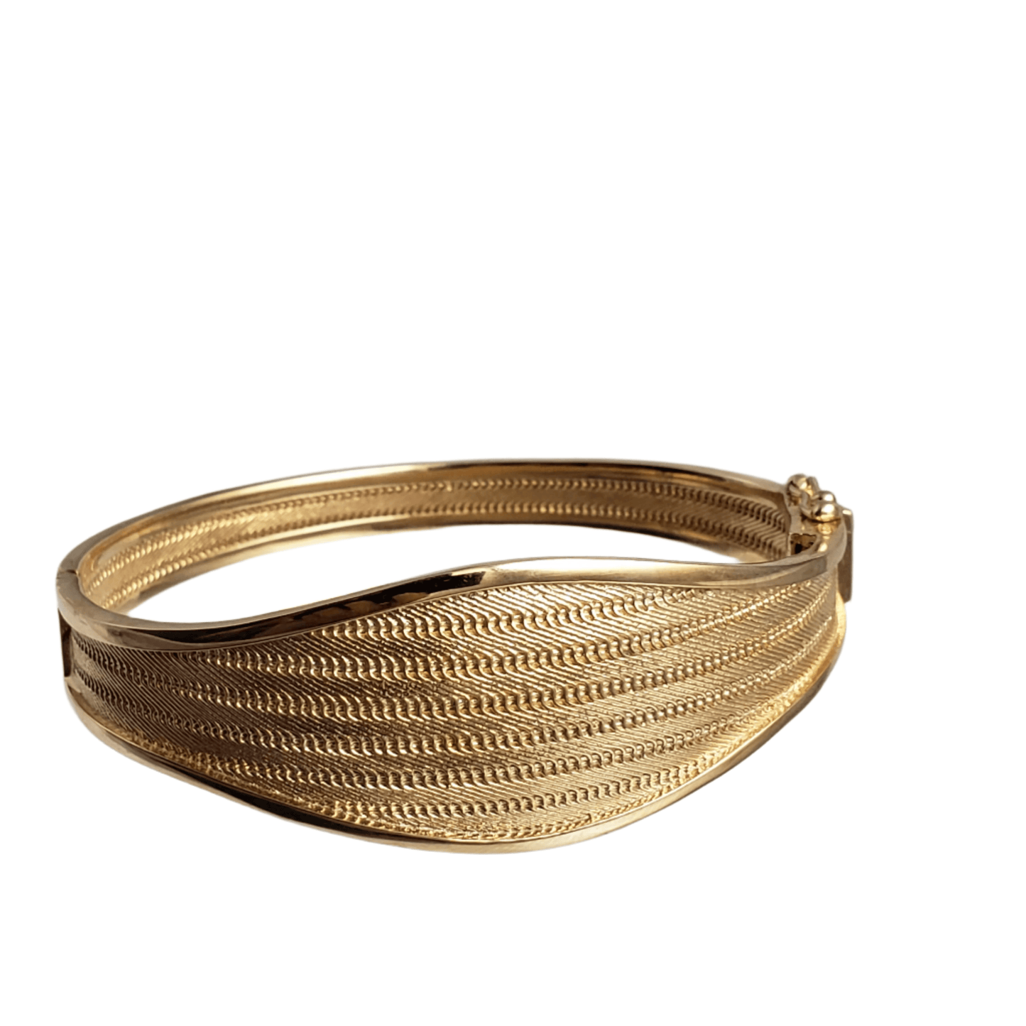 Wickerwork Hinged Cuff Bangle with Figure 8 Safety Lock - TurkishBling