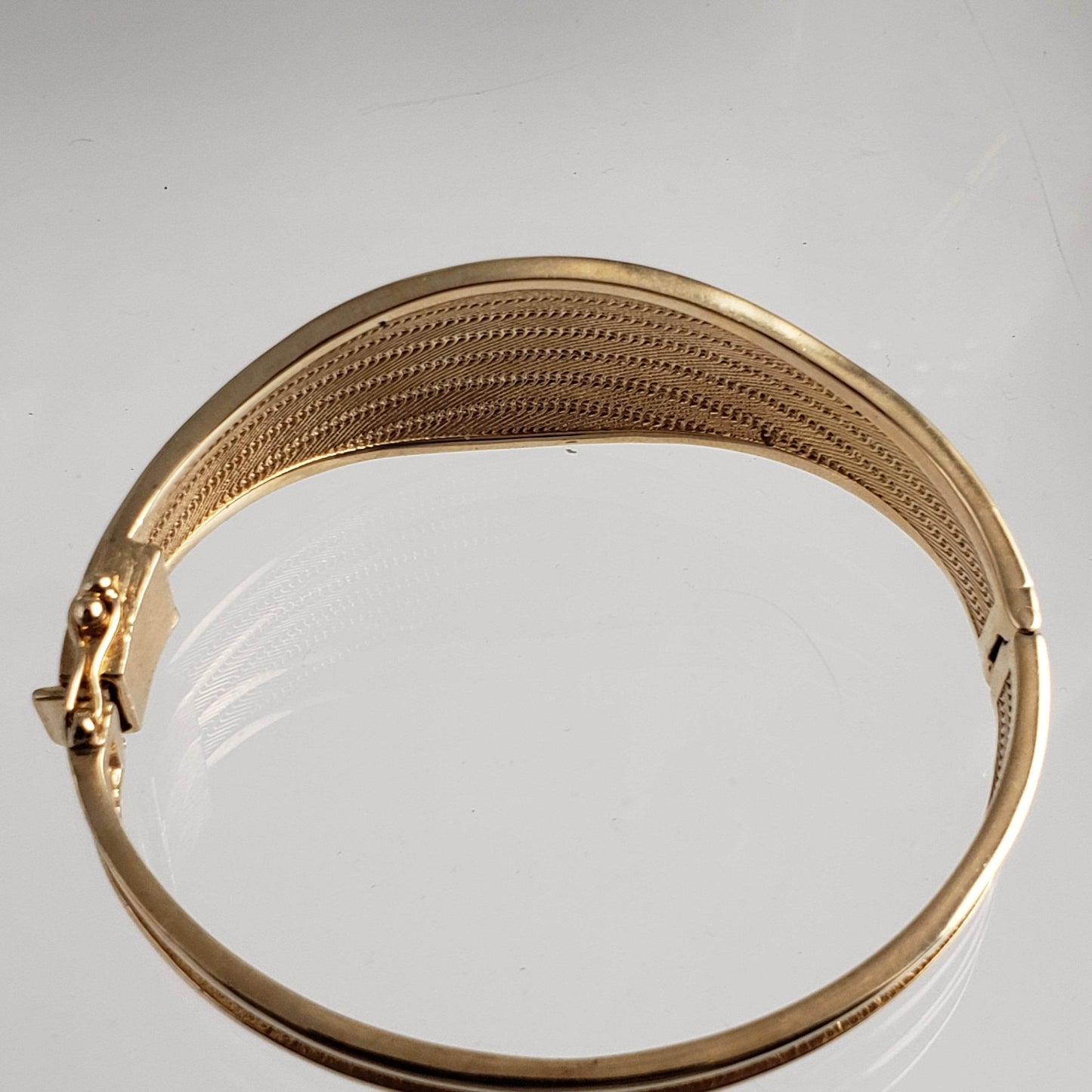 Wickerwork Hinged Cuff Bangle with Figure 8 Safety Lock - TurkishBling