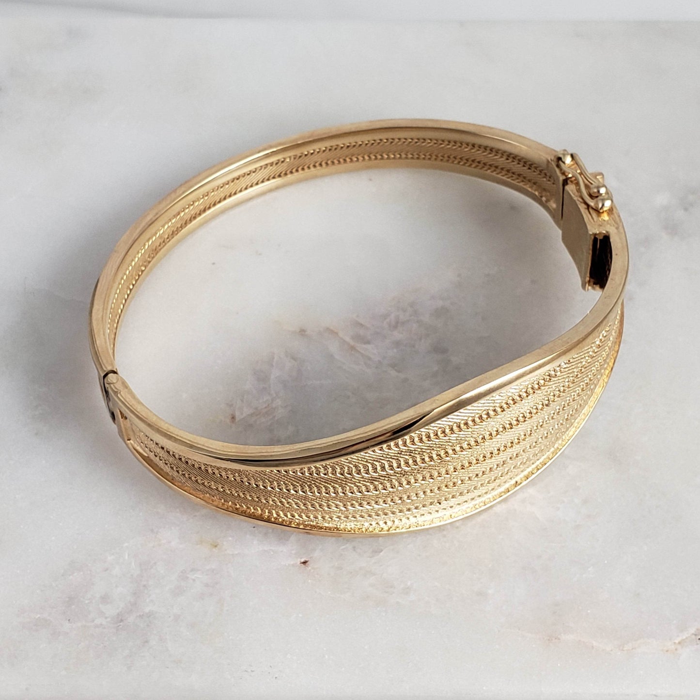 Wickerwork Hinged Cuff Bangle with Figure 8 Safety Lock - TurkishBling