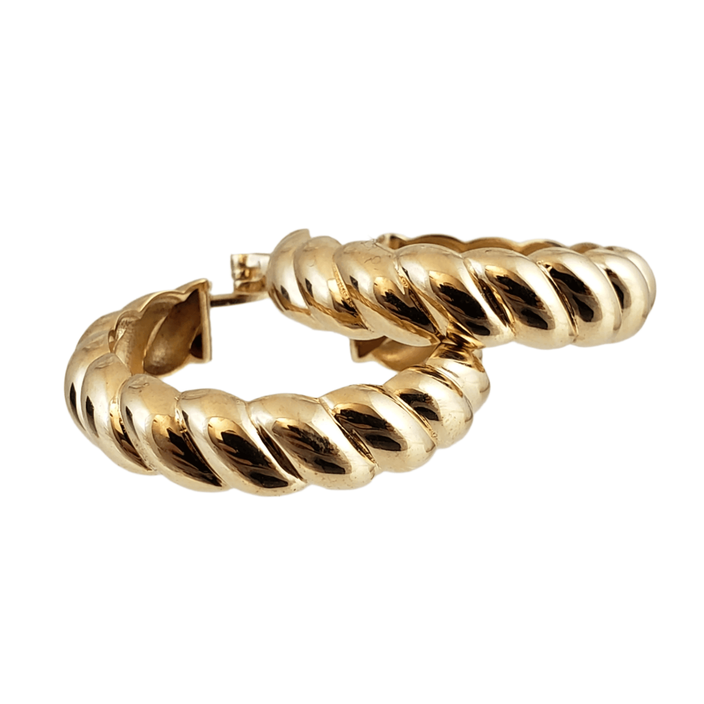 Rope Twist Hoop Earrings with Polished Finish - TurkishBling