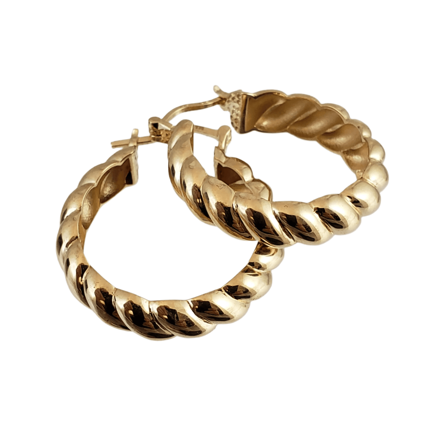 Rope Twist Hoop Earrings with Polished Finish - TurkishBling