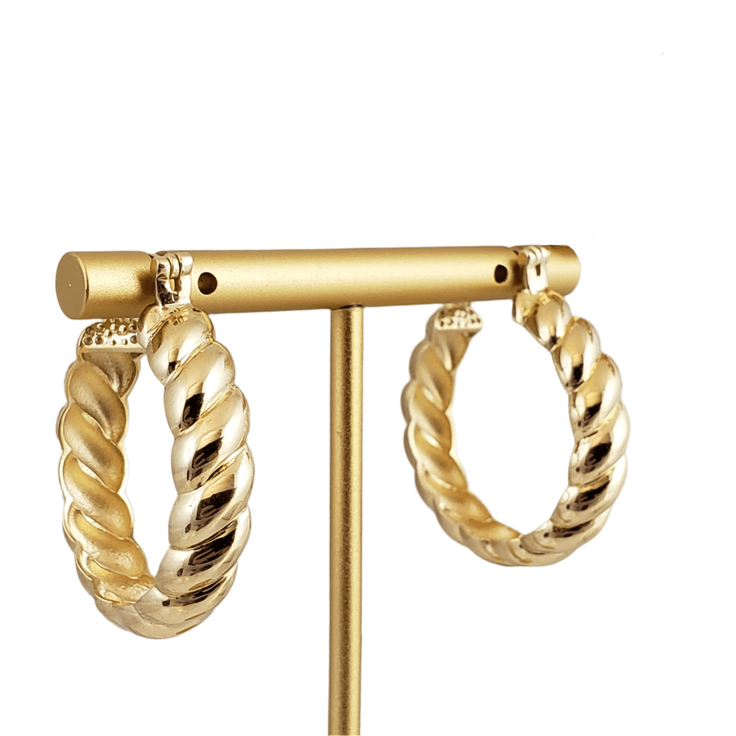 Rope Twist Hoop Earrings with Polished Finish - TurkishBling