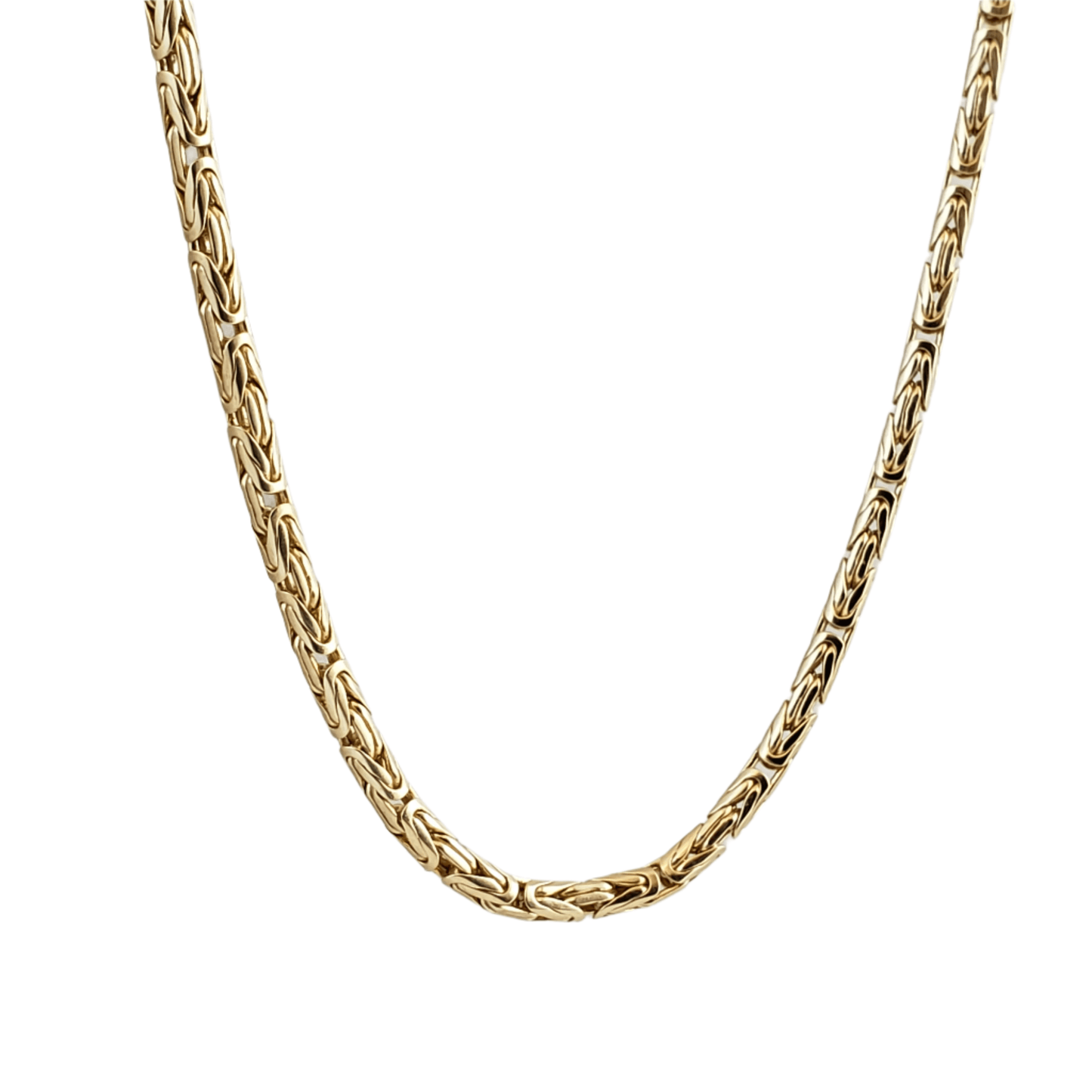 Timeless Gold Byzantine Chain Necklace, 18k Gold Over Sterling Silver, Available in 18in, 24in, 30in with 2in Extender - TurkishBling