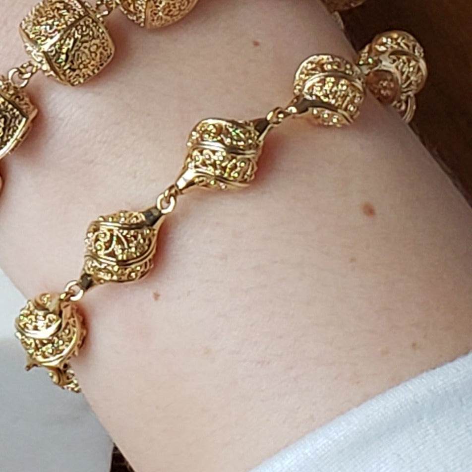 Turkish Nightingale Dimensional Filigree Bolo Bracelet with Slide Clasp - TurkishBling