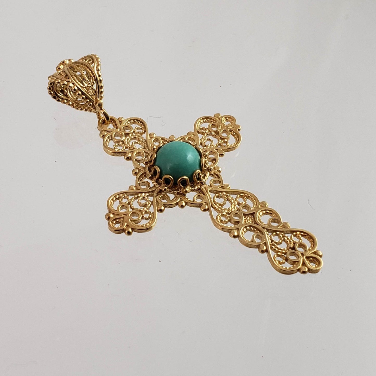 Turquoise Cross Pendant 8mm - TurkishBling