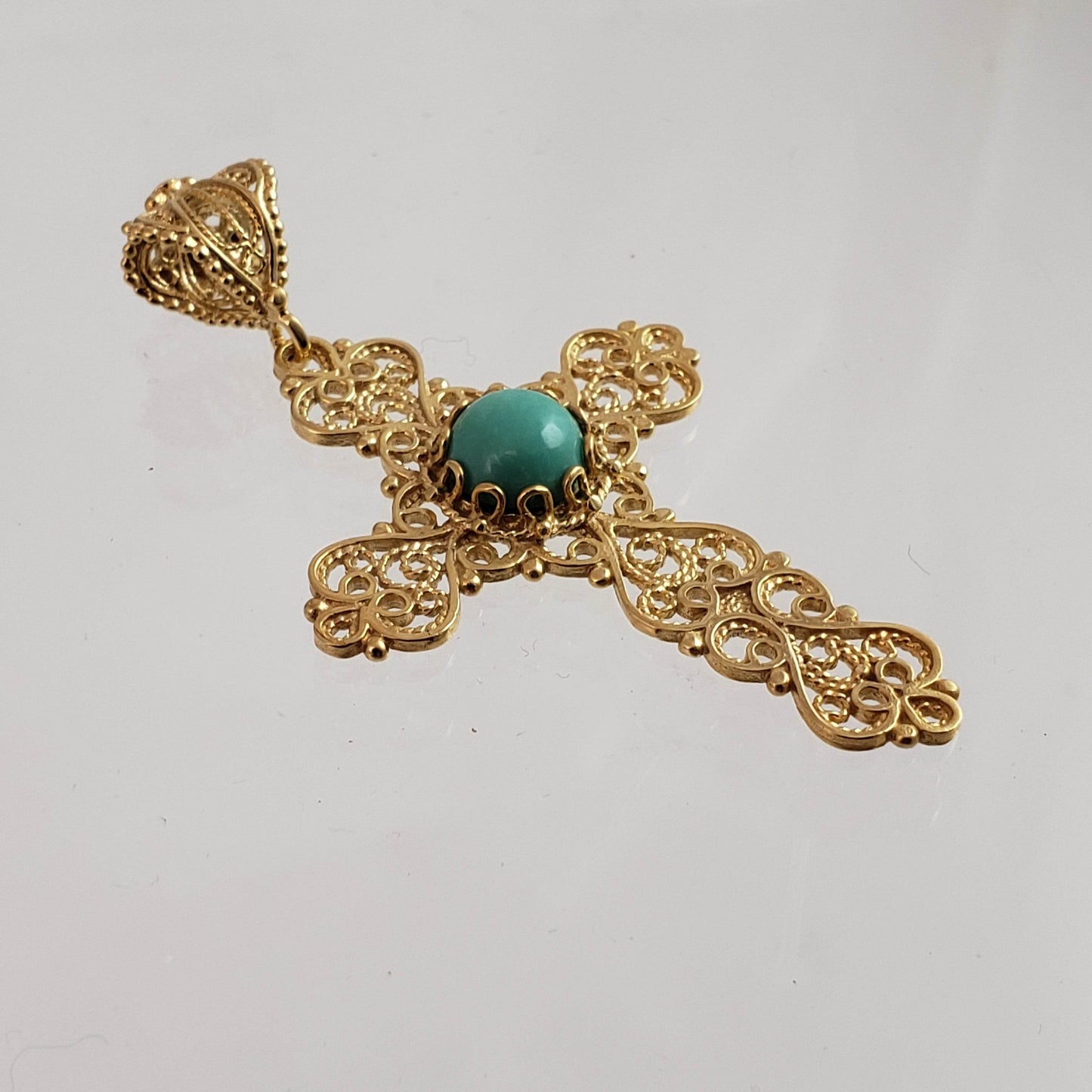 Turquoise Cross Pendant 8mm - TurkishBling
