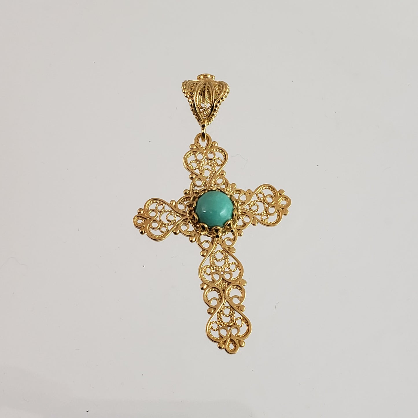 Turquoise Cross Pendant 8mm
