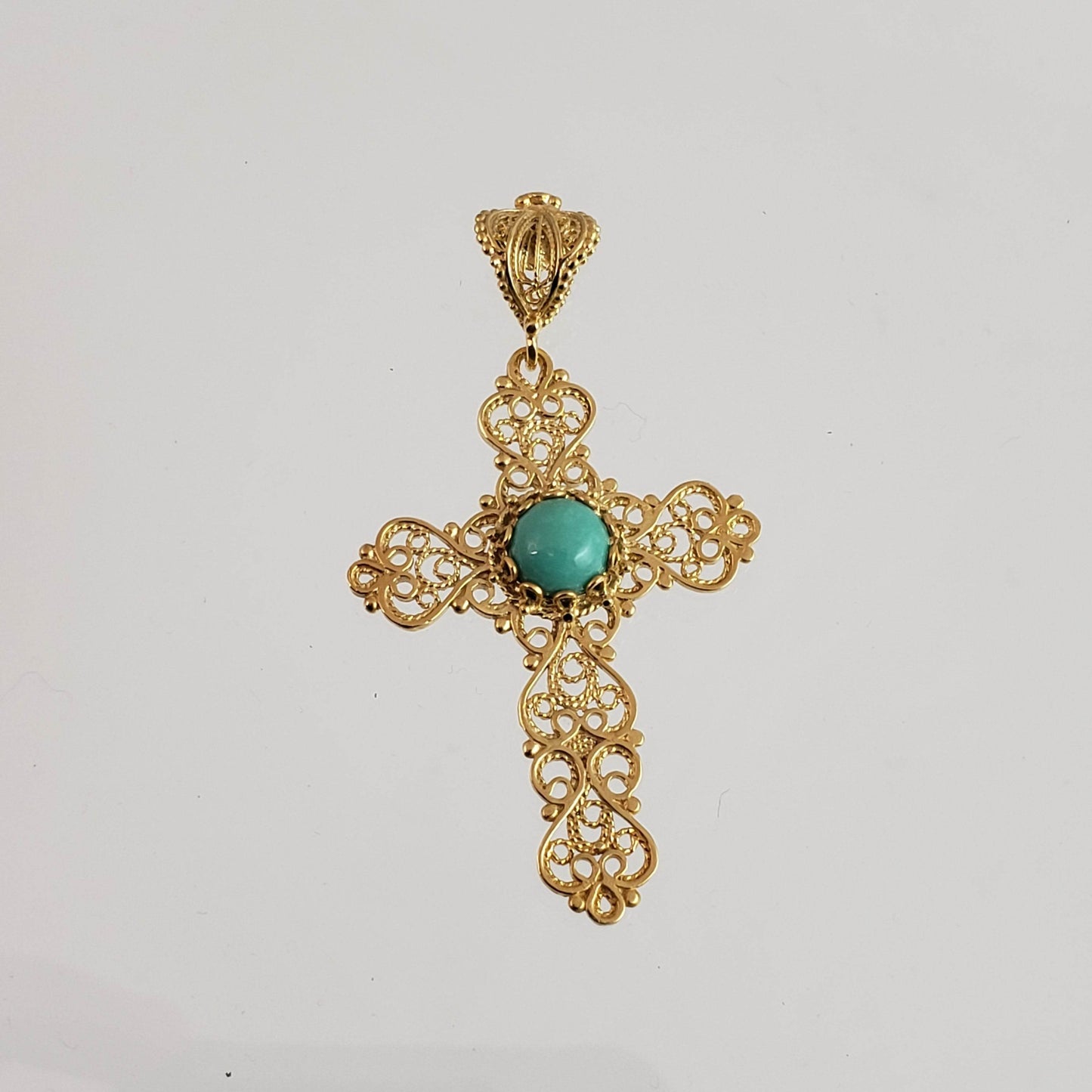 Turquoise Cross Pendant 8mm - TurkishBling