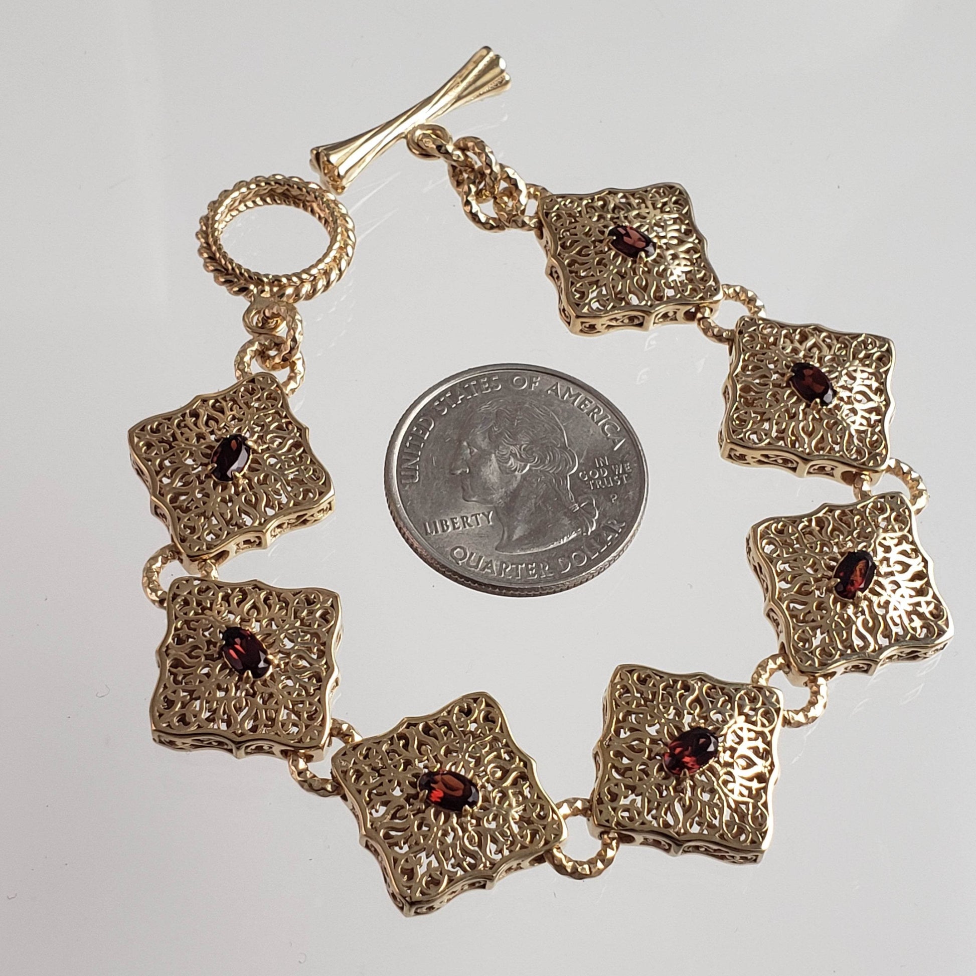 Luxurious Gemstone Panel Toggle Bracelet - TurkishBling