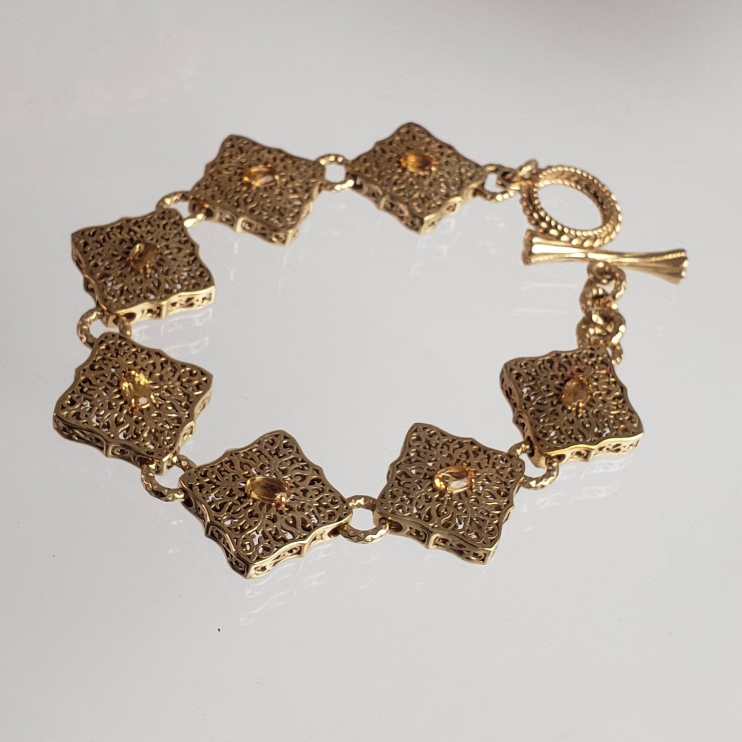 Luxurious Gemstone Panel Toggle Bracelet - TurkishBling