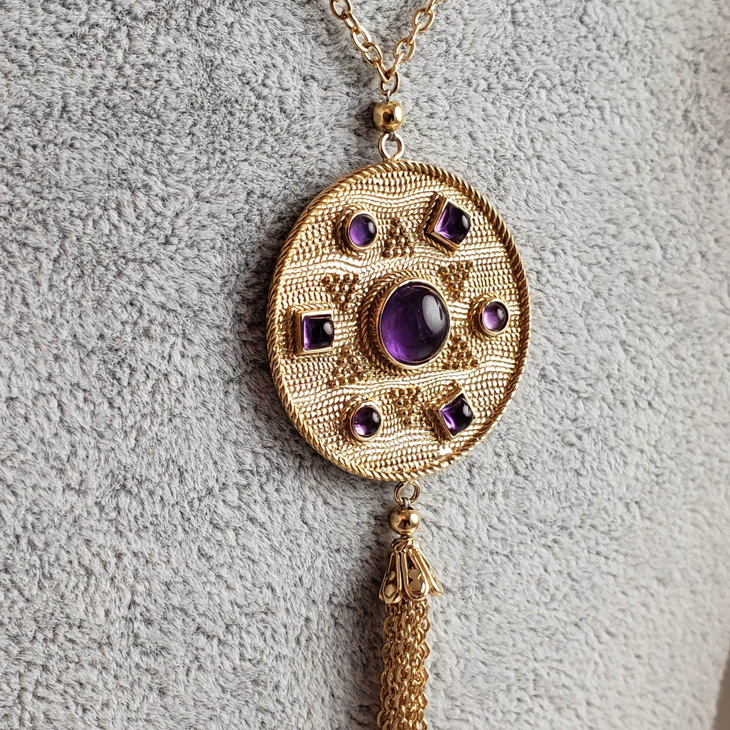 Amethyst Byzantine Tassel Necklace - TurkishBling