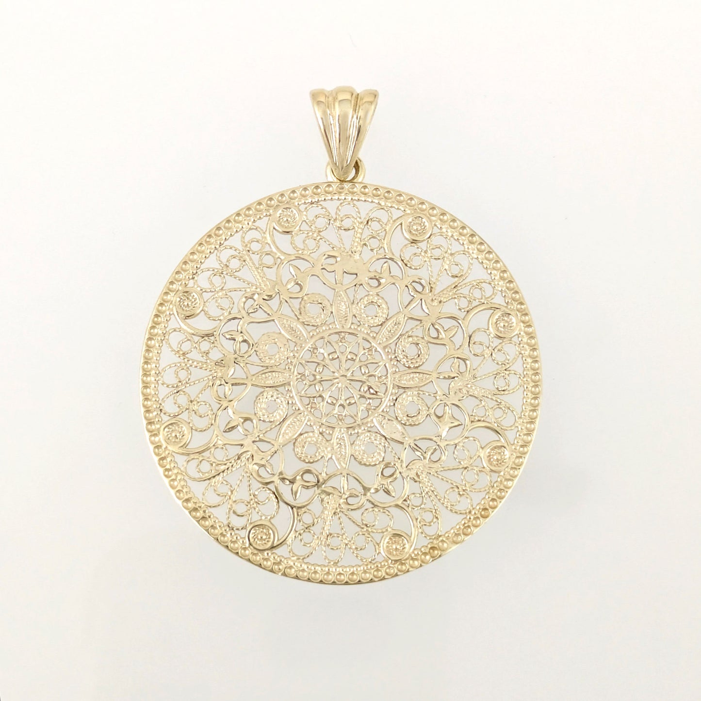 Filigree Mandala Pendant Round Openwork Medallion