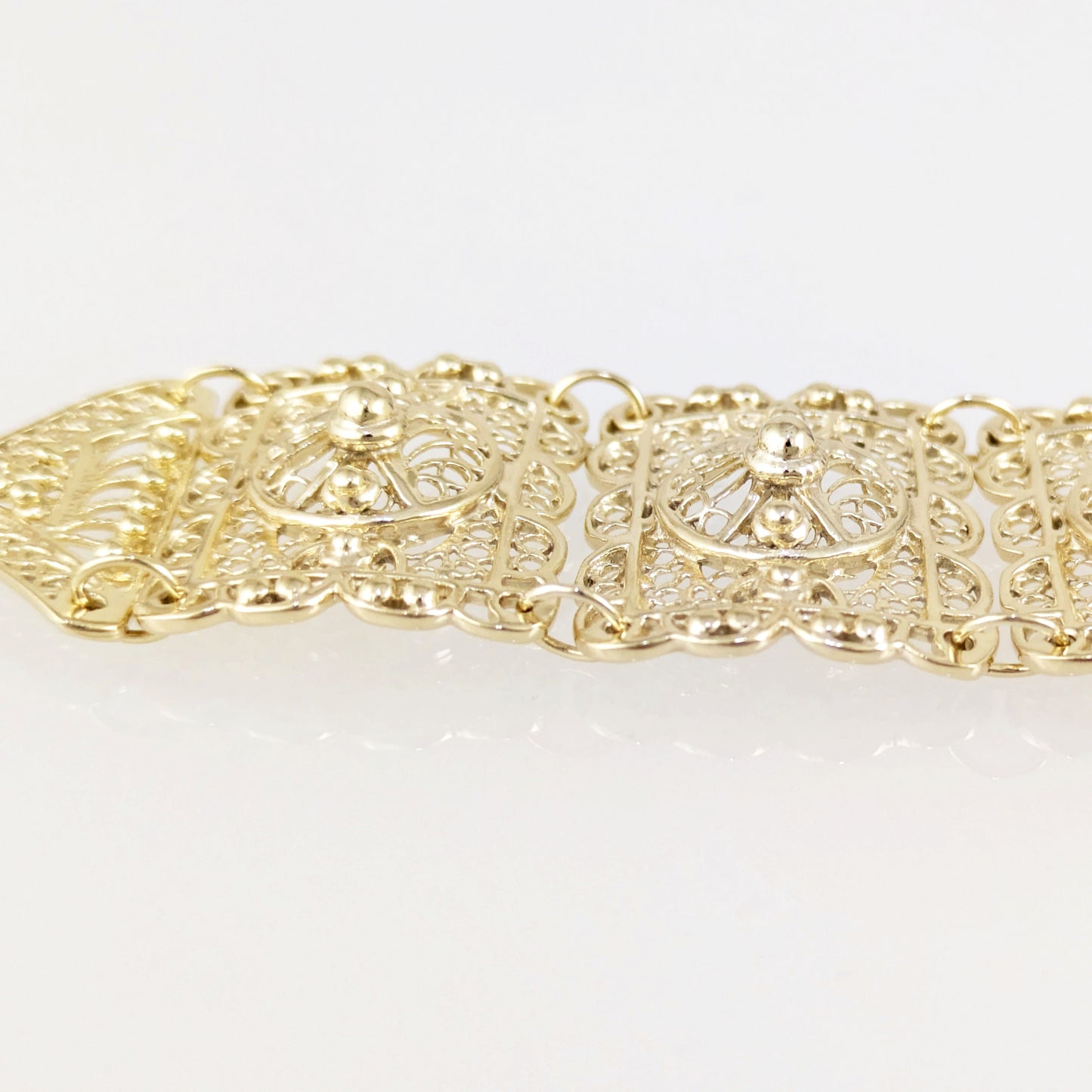 Statement Filigree Panel Bracelet with Toggle Clasp