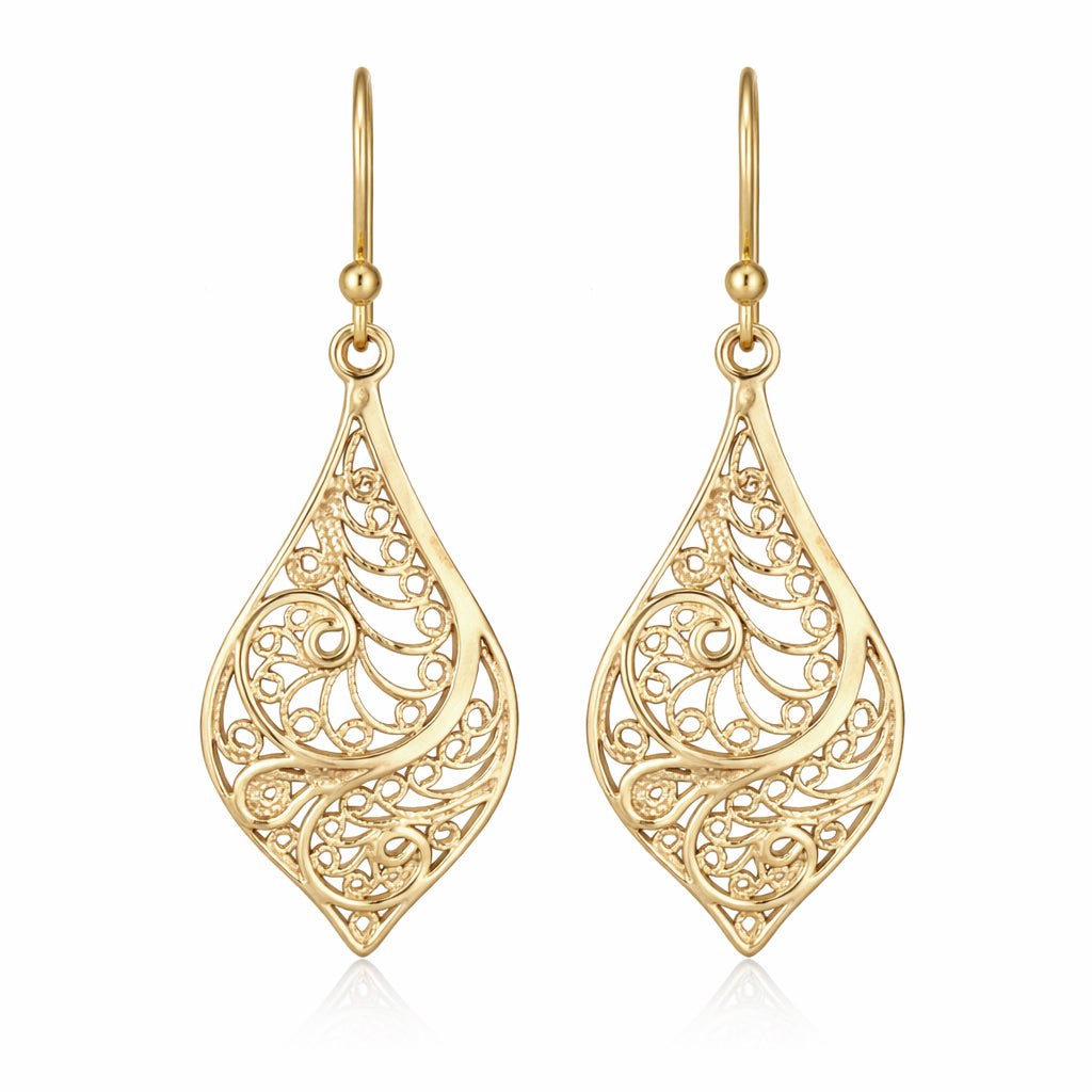 Filigree Teardrop Drop Earrings