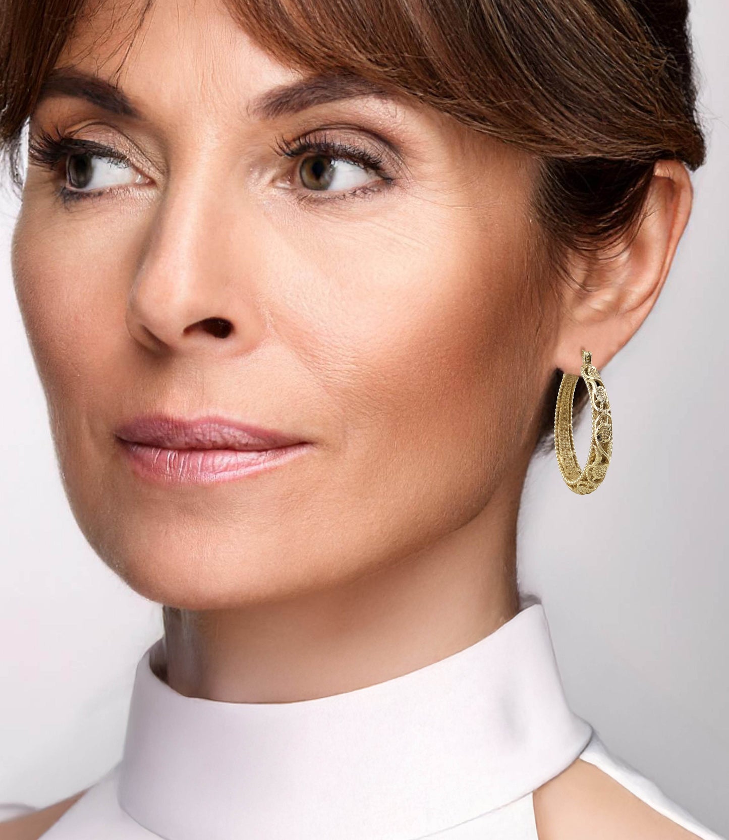 Elegant Floral Filigree Gold Hoop Earrings – Handcrafted in Istanbul - TurkishBling