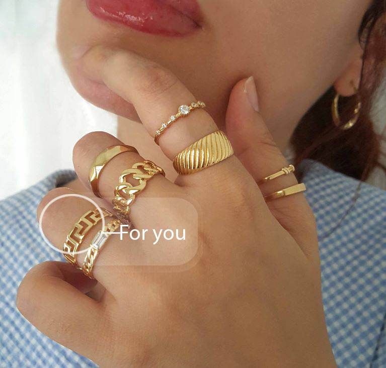Gold Greek Pattern Band Ring - 18k, 14k, 10k - TurkishBling