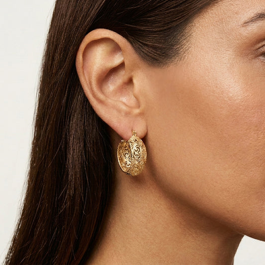 Filigree Hoop Earrings – Intricate Gold Statement Hoops