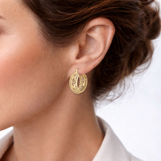 Filigree Hoop Earrings – Intricate Gold Statement Hoops