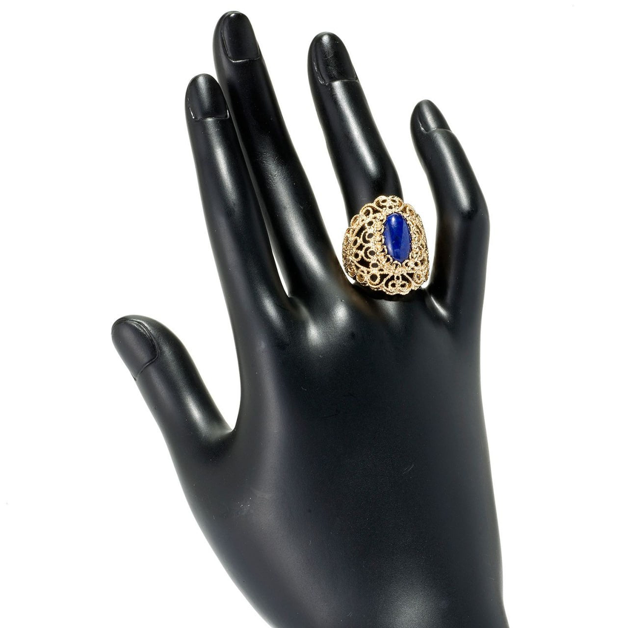 18K Gold Plated 14 x 7mm Gemstone Filigree Ring