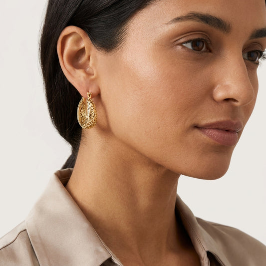 Graduated Scrollwork Hoop Earrings