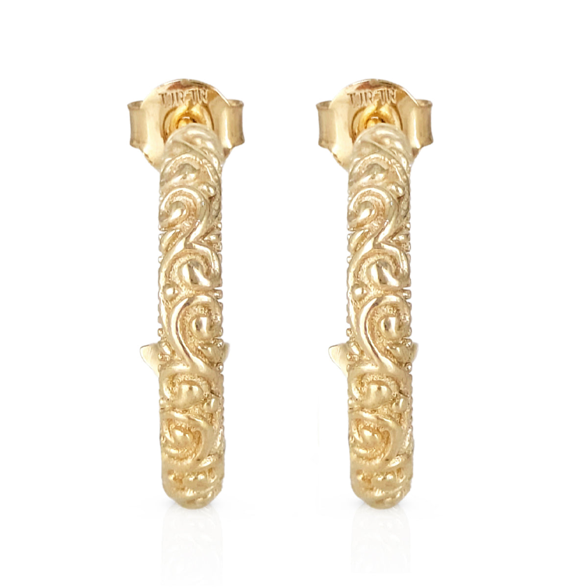 Petite Hoop Earrings with Swirl Filigree Design