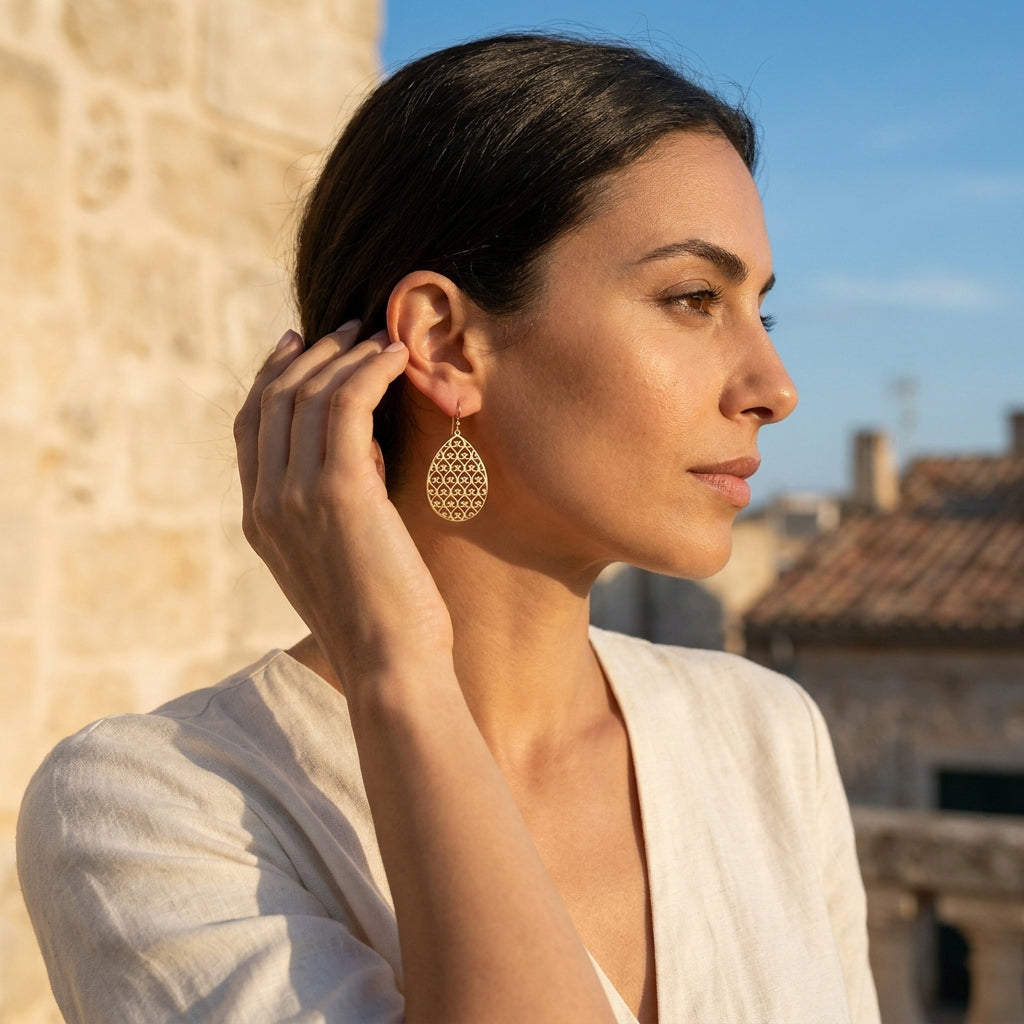 Textured Teardrop Drop Earrings