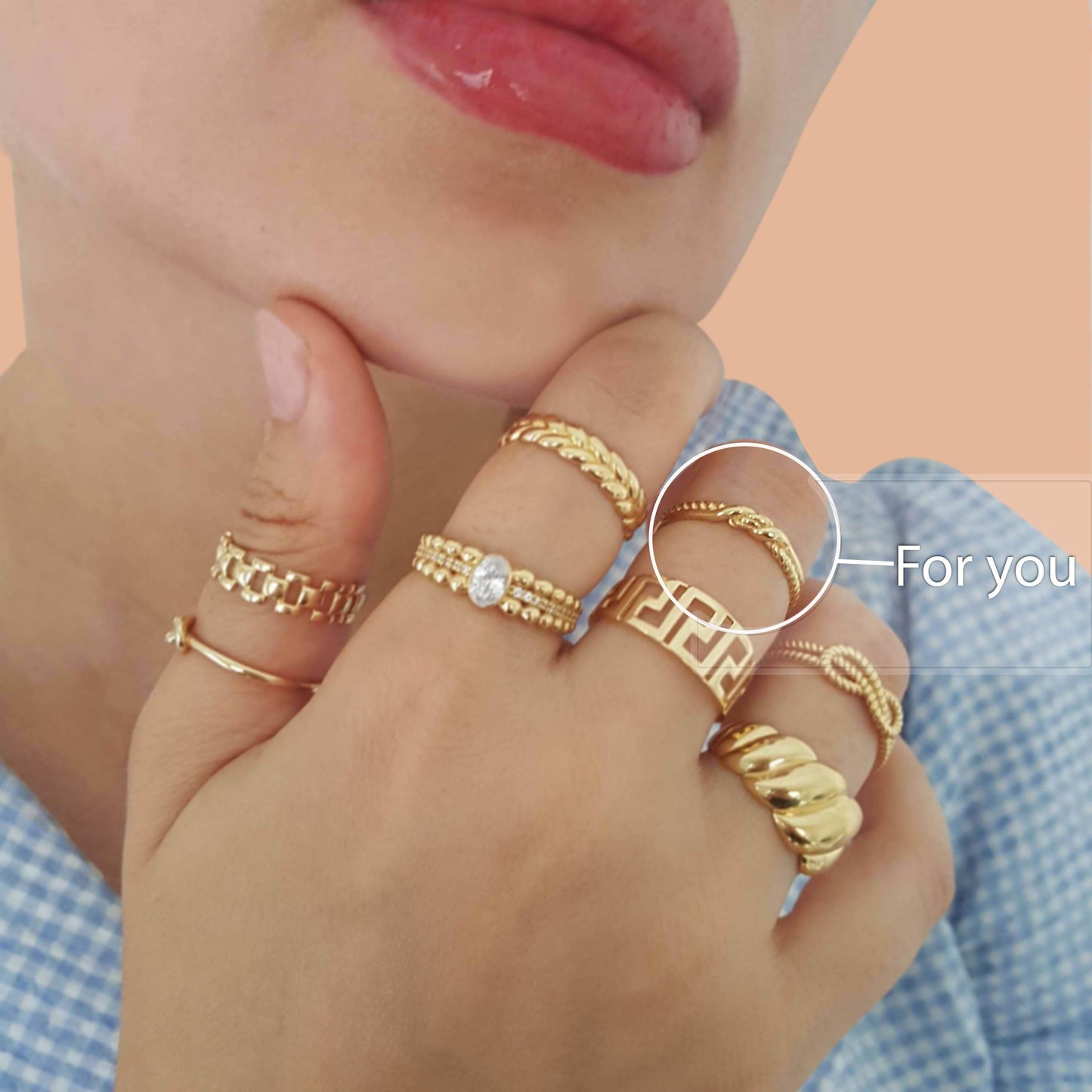 Twisted Double Band Gold Ring - 10k,14k,18k - TurkishBling
