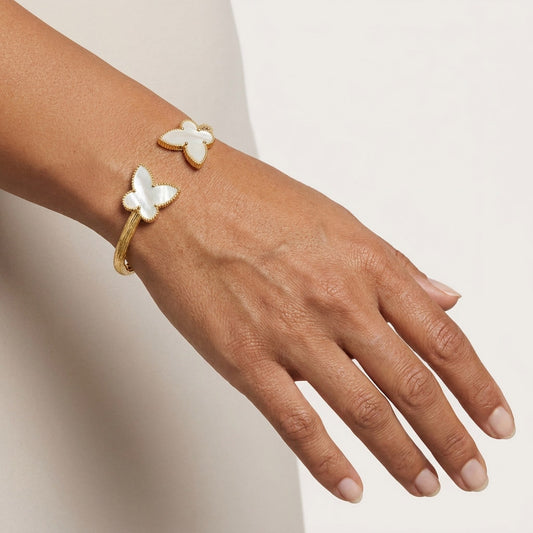 Mother of Pearl Butterfly Open Cuff Bracelet