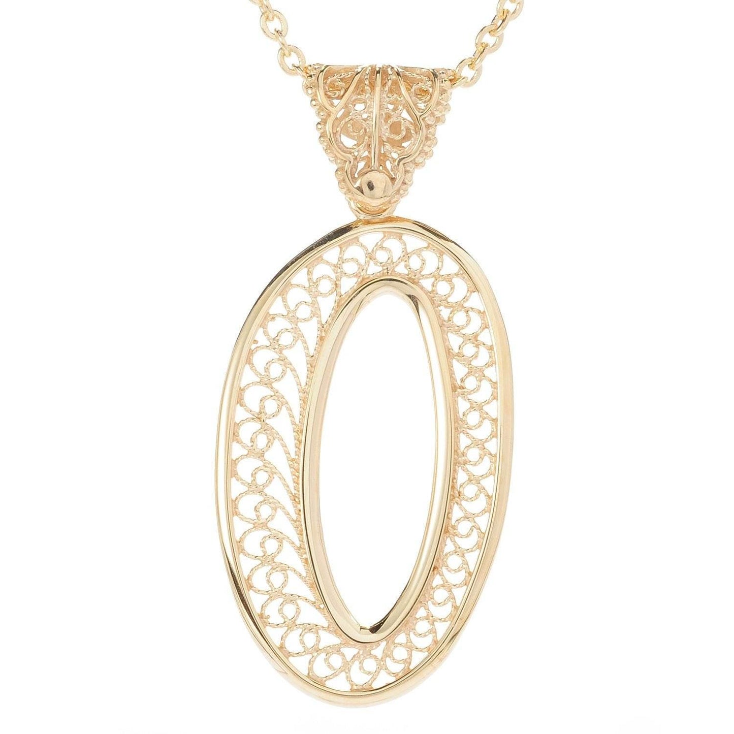 Filigree Bold Initial Pendant with Chain - TurkishBling