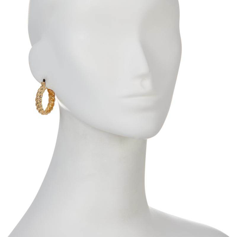 Rope Twist Hoop Earrings with Polished Finish - TurkishBling