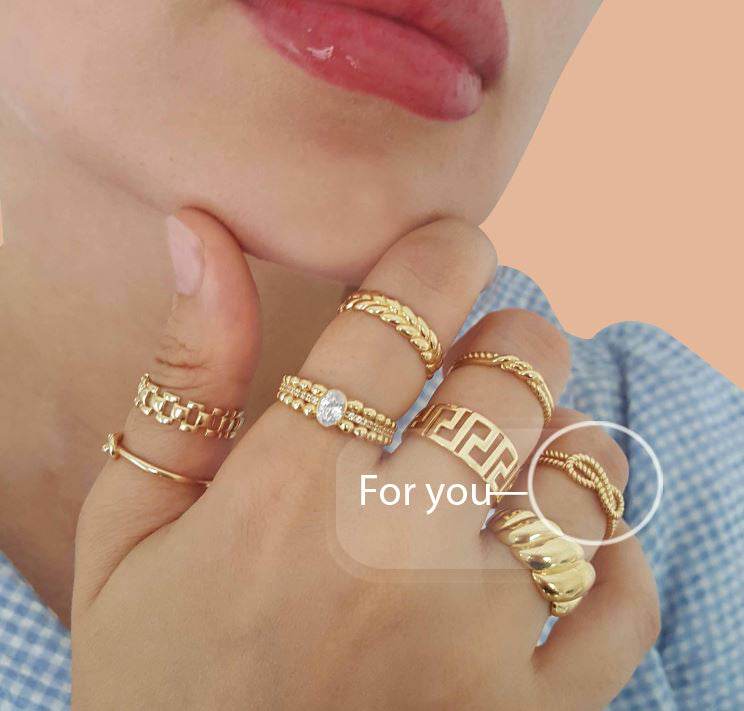 Gold Minimalist Cable Knot Ring - 18k, 14k, 10k - TurkishBling