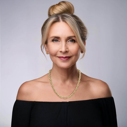 Byzantine Chain Necklace with Gemstone accented Toggle Clasp – 7mm, 24 Inch - TurkishBling