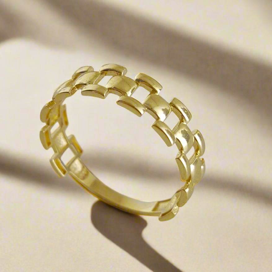 Panther Link Gold Ring - 18k, 14k, 10k - TurkishBling